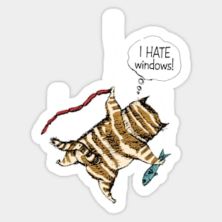 I Hate Windows Funny Cat Design Sticker